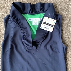 Gretchen Scott Ruffneck Dress Navy